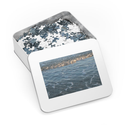 Ocean Shoreline Jigsaw Puzzle with Tin — Calming Beach Waves 252‑Piece Puzzle
