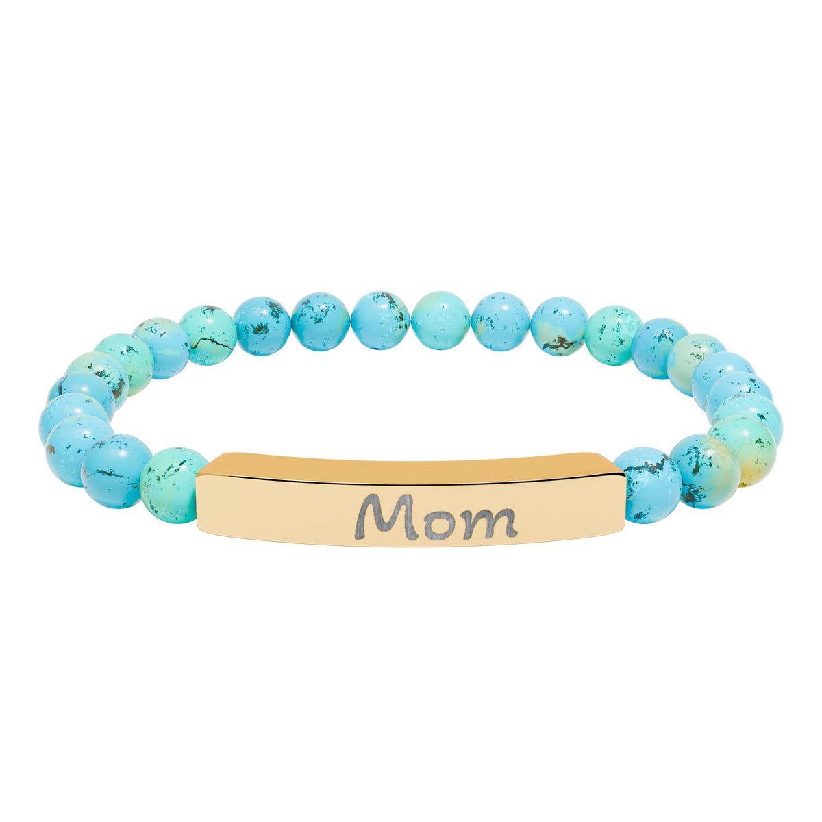 Engraved Stone Bracelet - 'Mom'