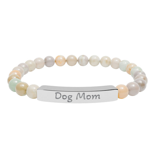 Engraved Stone Bracelet - 'Dog Mom'