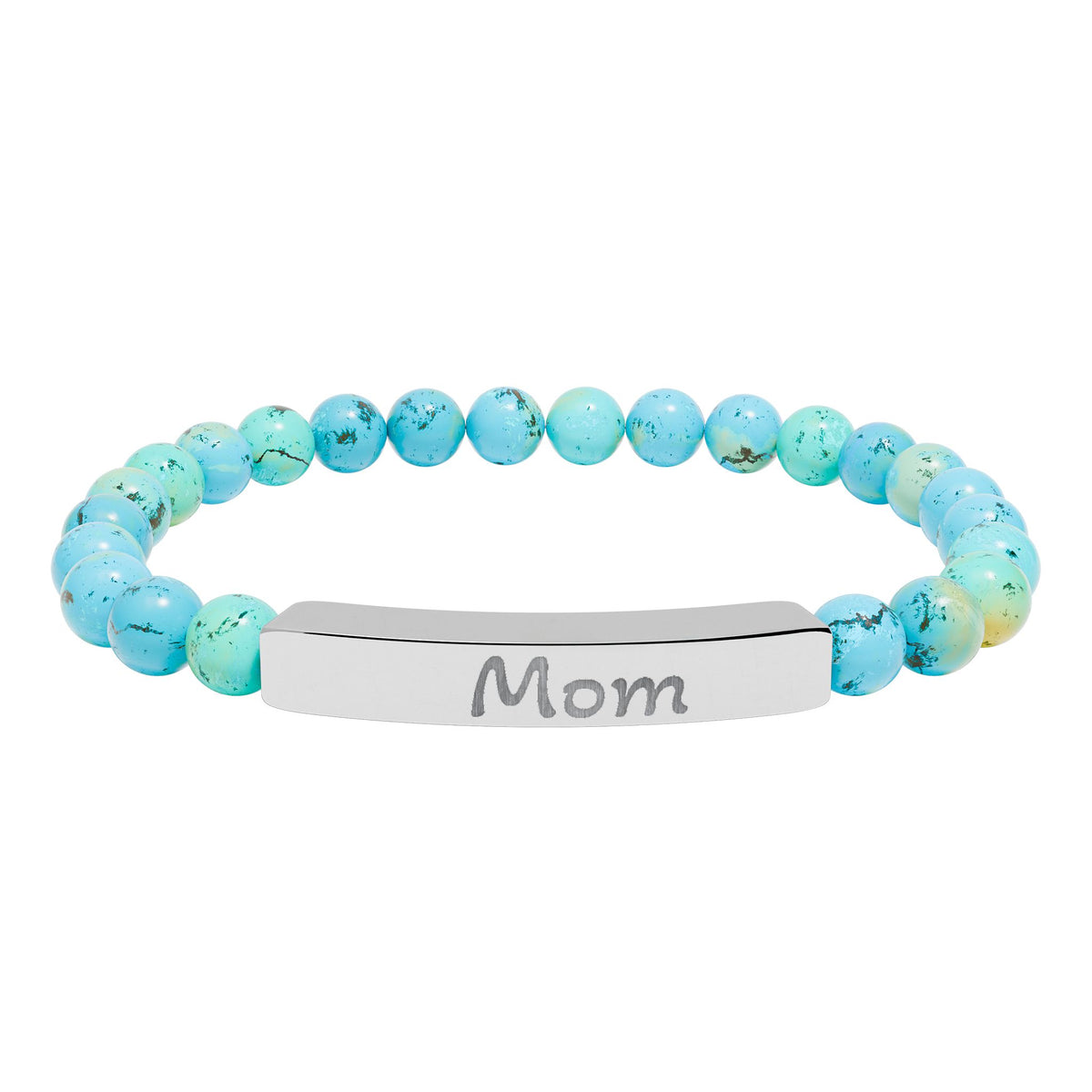 Engraved Stone Bracelet - 'Mom'