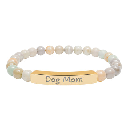 Engraved Stone Bracelet - 'Dog Mom'