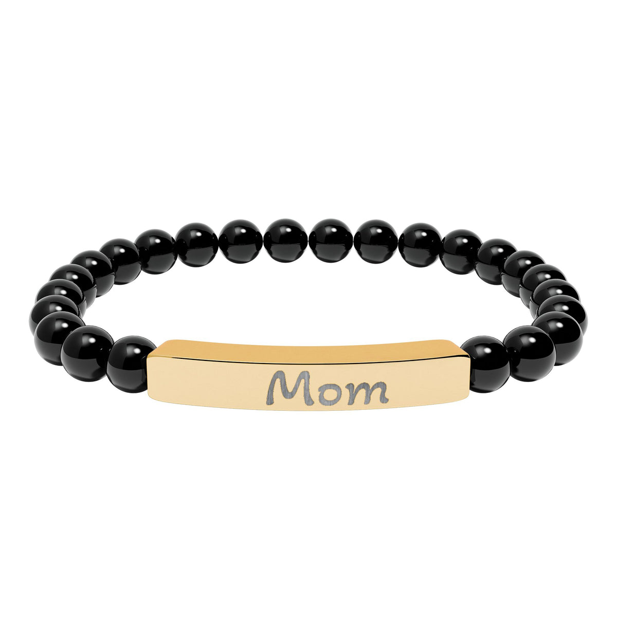 Engraved Stone Bracelet - 'Mom'