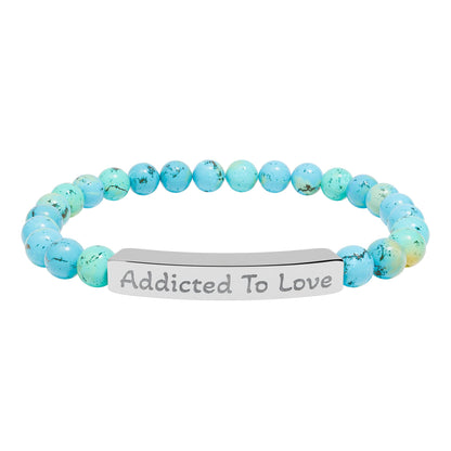 Engraved Stone Bracelet - 'Addicted To Love'