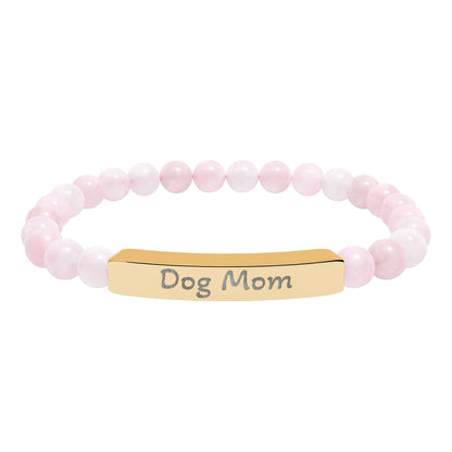 Engraved Stone Bracelet - 'Dog Mom'