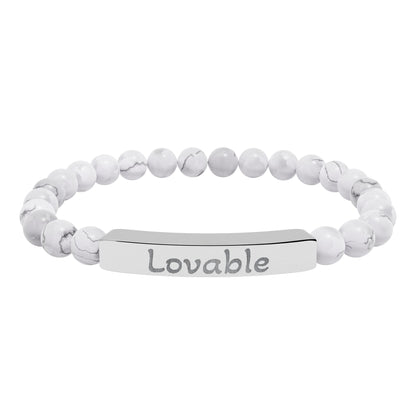Engraved Stone Bracelet - 'Lovable'