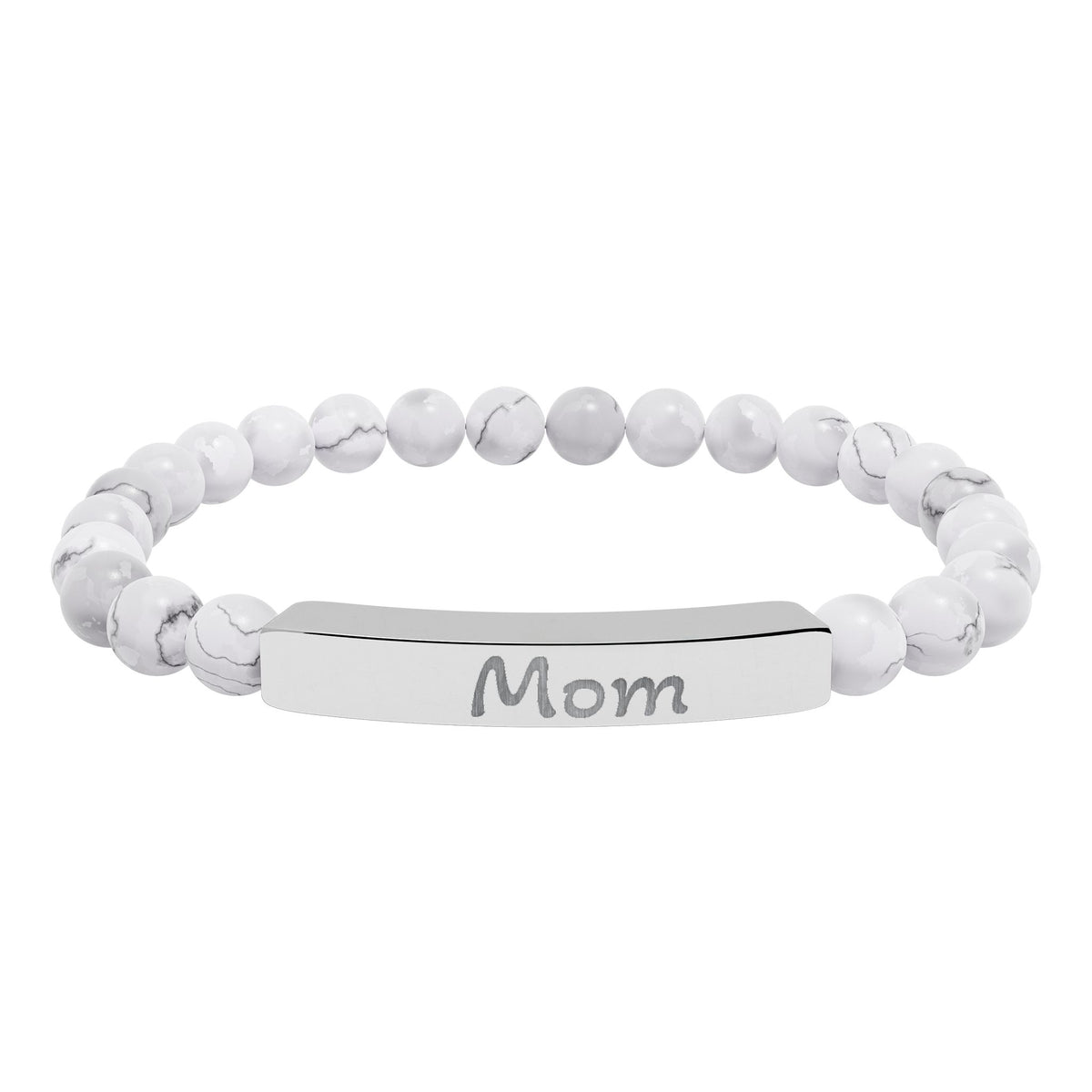 Engraved Stone Bracelet - 'Mom'