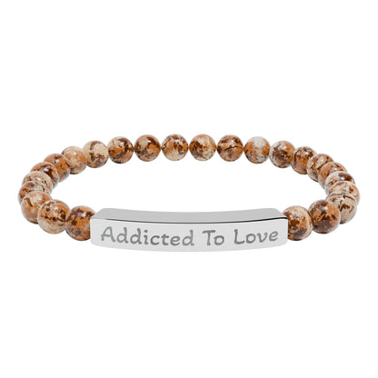 Engraved Stone Bracelet - 'Addicted To Love'