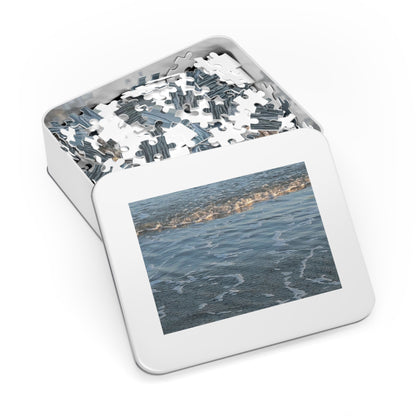 Ocean Shoreline Jigsaw Puzzle with Tin — Calming Beach Waves 252‑Piece Puzzle