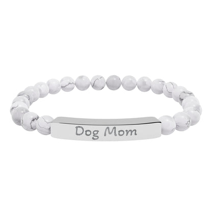 Engraved Stone Bracelet - 'Dog Mom'
