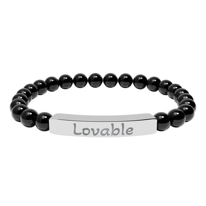 Engraved Stone Bracelet - 'Lovable'