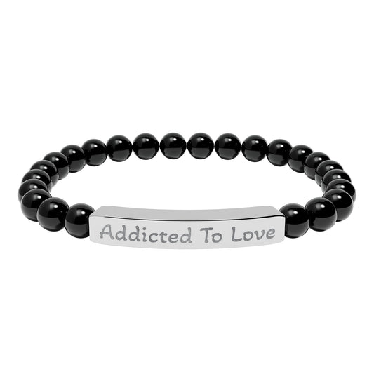 Engraved Stone Bracelet - 'Addicted To Love'