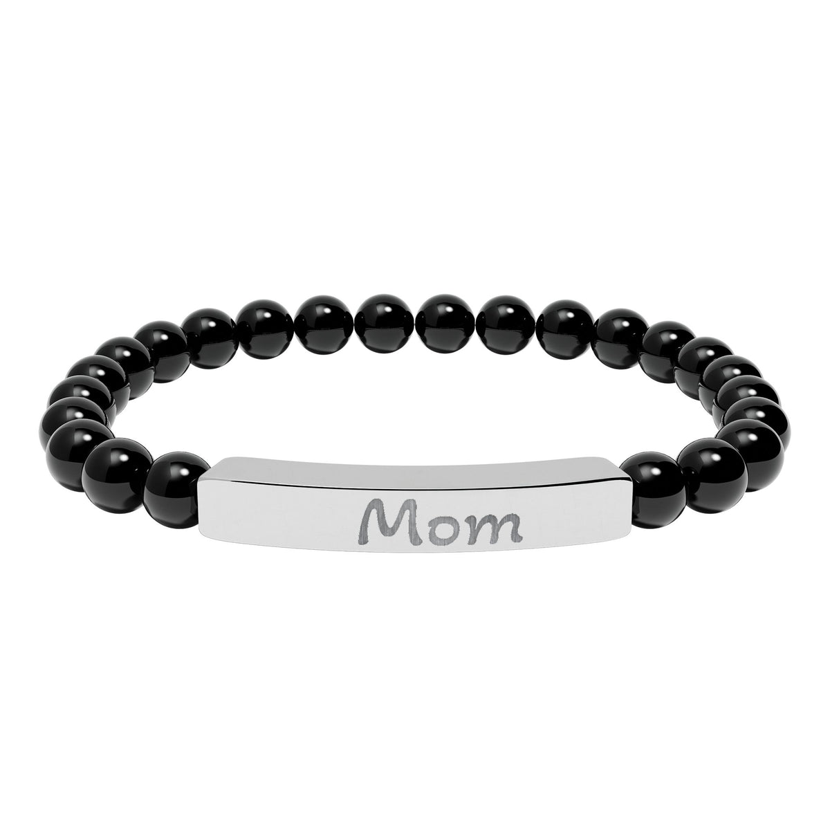 Engraved Stone Bracelet - 'Mom'