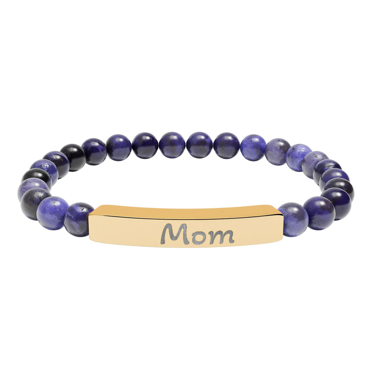 Engraved Stone Bracelet - 'Mom'