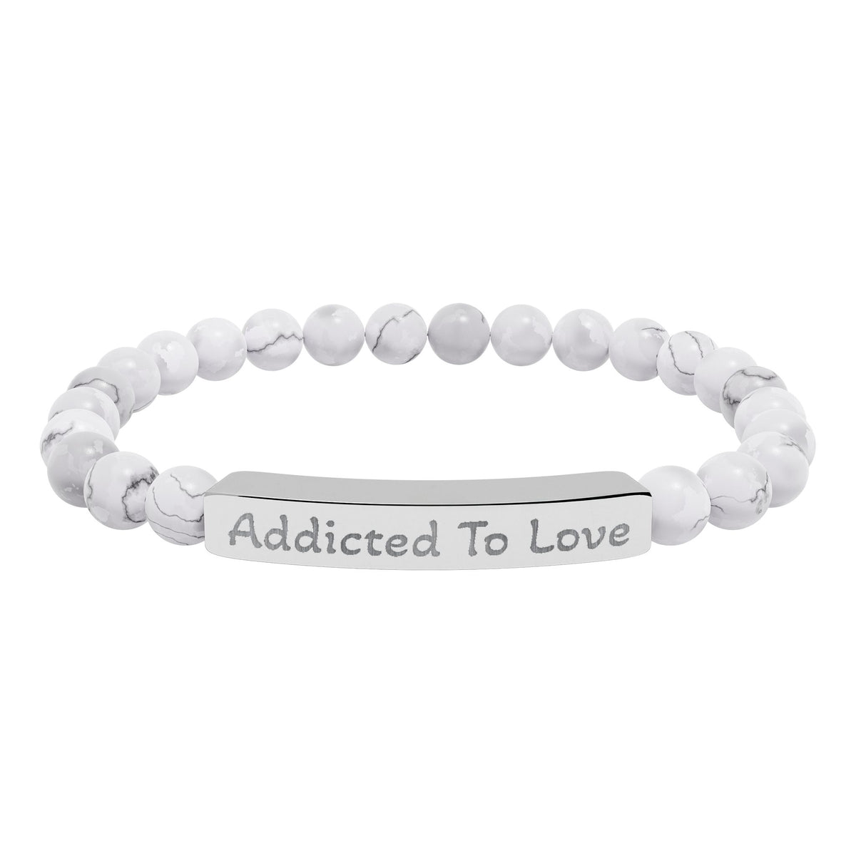 Engraved Stone Bracelet - 'Addicted To Love'