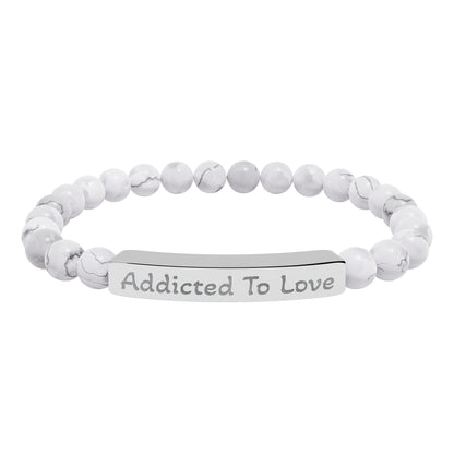 Engraved Stone Bracelet - 'Addicted To Love'