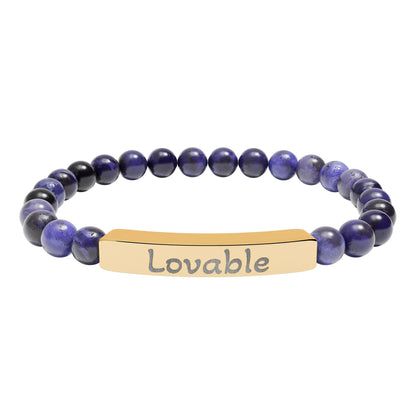 Engraved Stone Bracelet - 'Lovable'