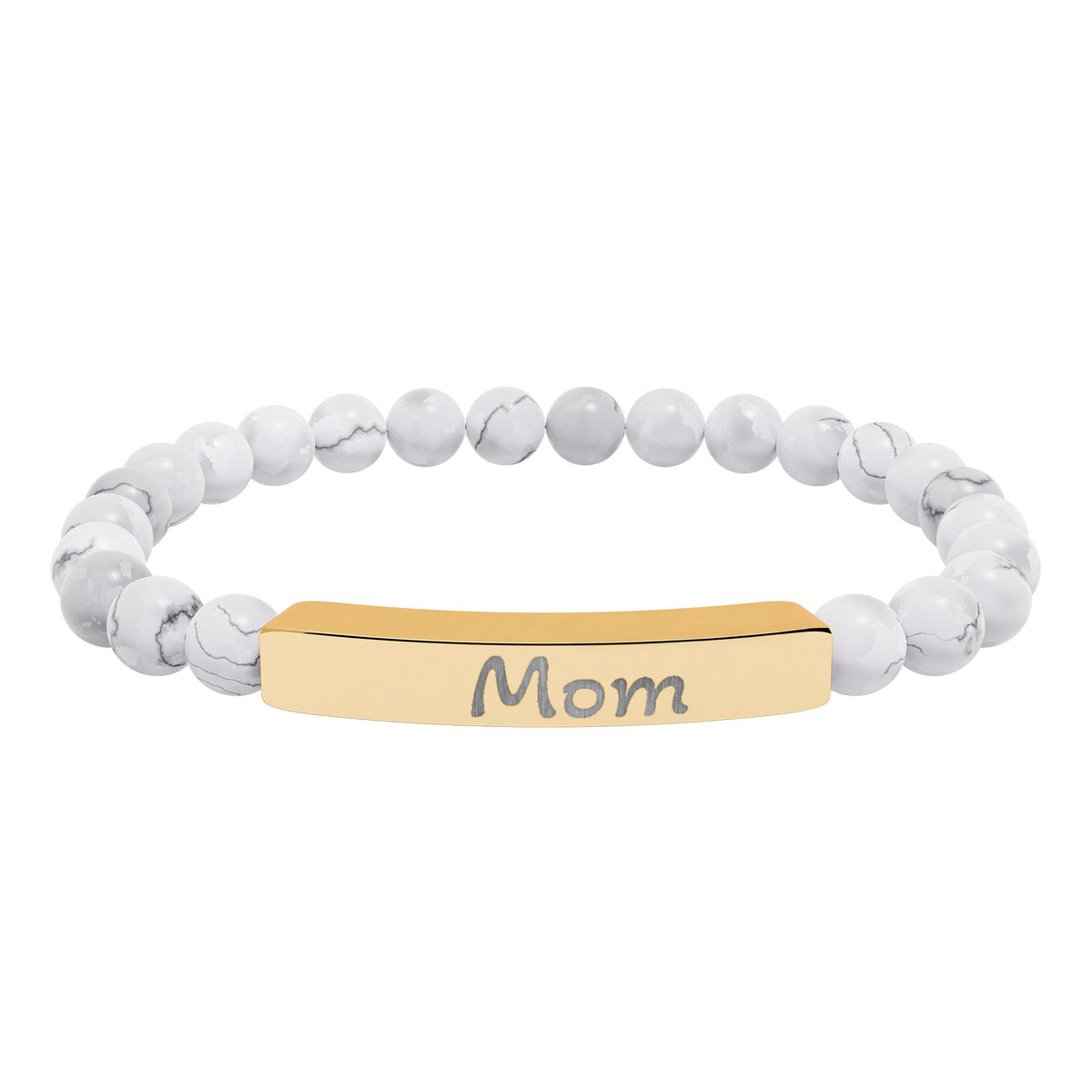 Engraved Stone Bracelet - 'Mom'
