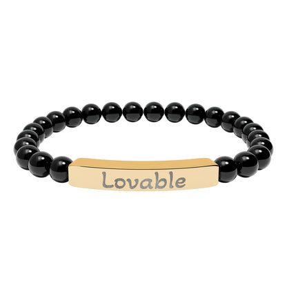 Engraved Stone Bracelet - 'Lovable'