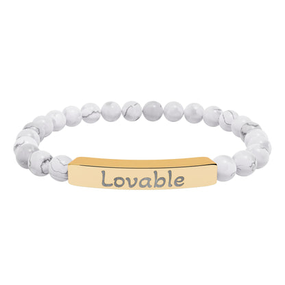 Engraved Stone Bracelet - 'Lovable'