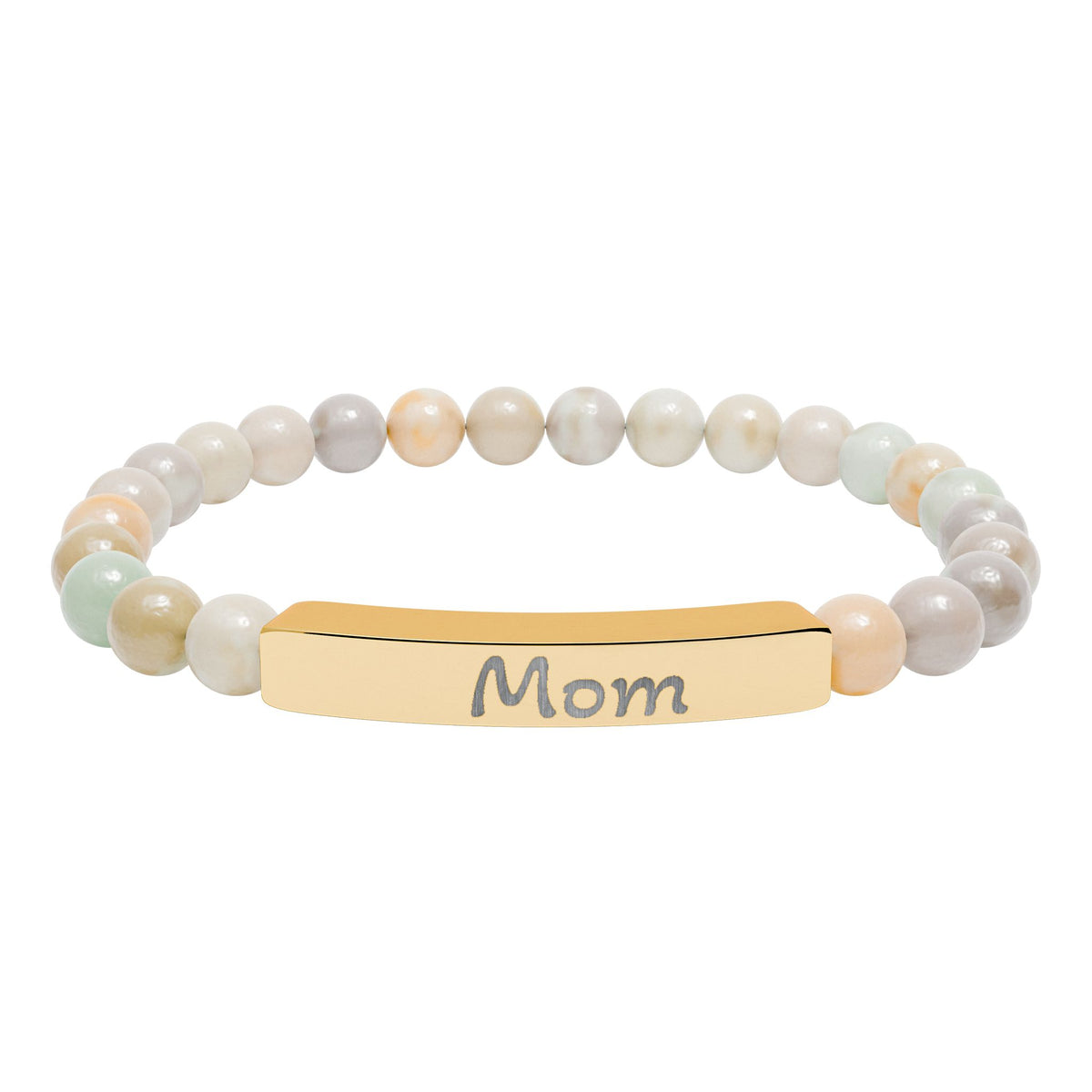 Engraved Stone Bracelet - 'Mom'
