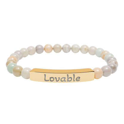 Engraved Stone Bracelet - 'Lovable'