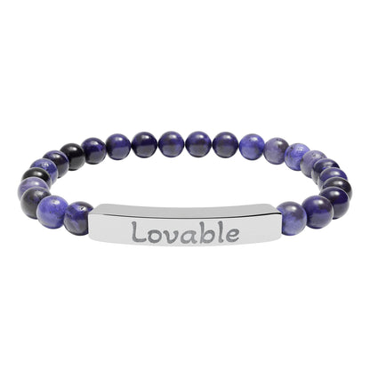 Engraved Stone Bracelet - 'Lovable'