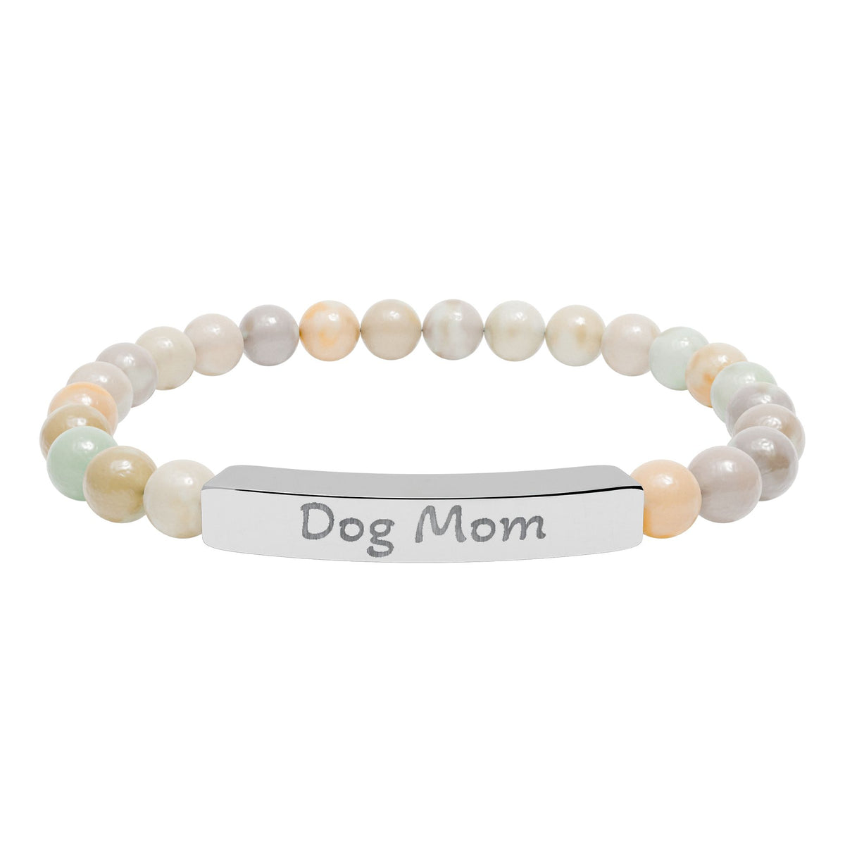 Engraved Stone Bracelet - 'Dog Mom'