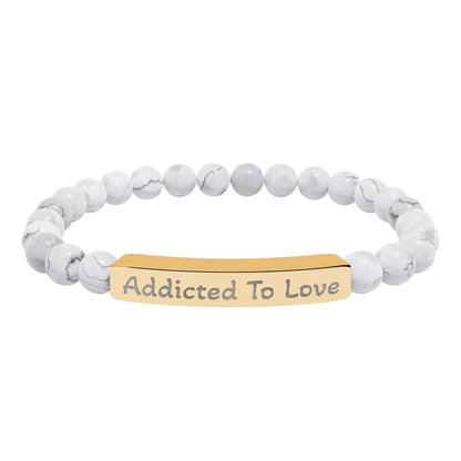 Engraved Stone Bracelet - 'Addicted To Love'