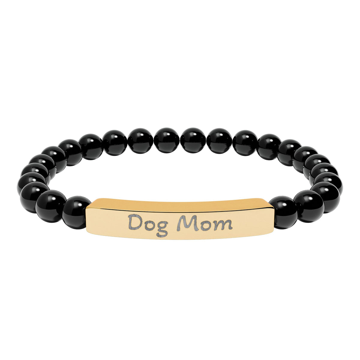 Engraved Stone Bracelet - 'Dog Mom'
