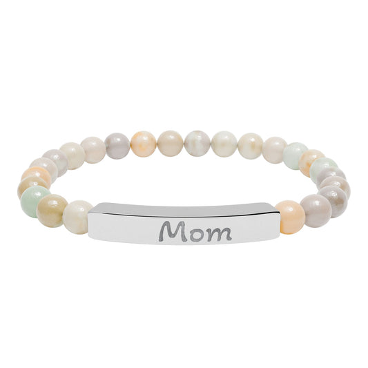 Engraved Stone Bracelet - 'Mom'