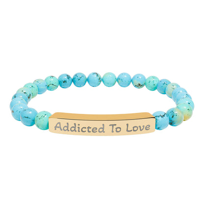Engraved Stone Bracelet - 'Addicted To Love'