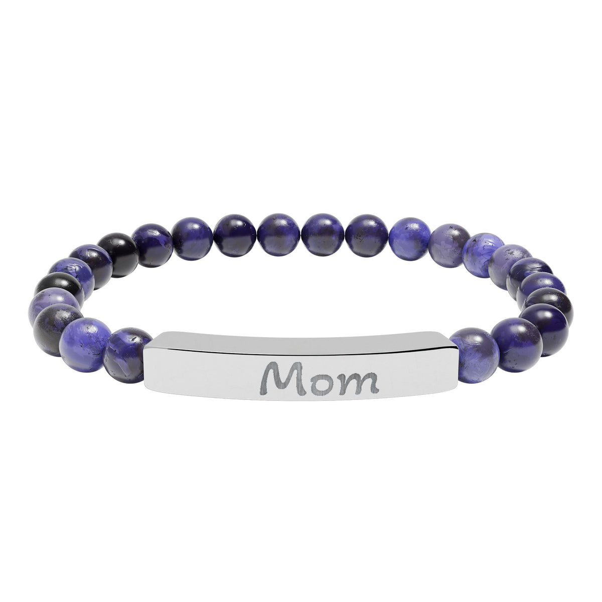 Engraved Stone Bracelet - 'Mom'