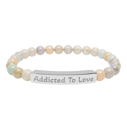 Engraved Stone Bracelet - 'Addicted To Love'