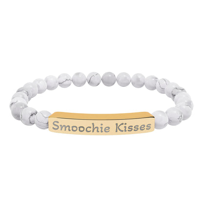 Engraved Stone Bracelet - 'Smoochie Kisses'