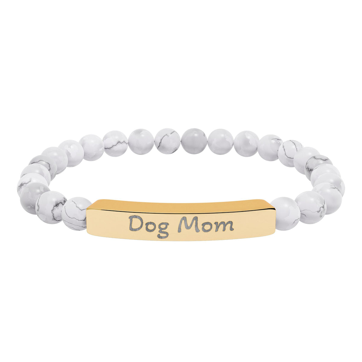 Engraved Stone Bracelet - 'Dog Mom'
