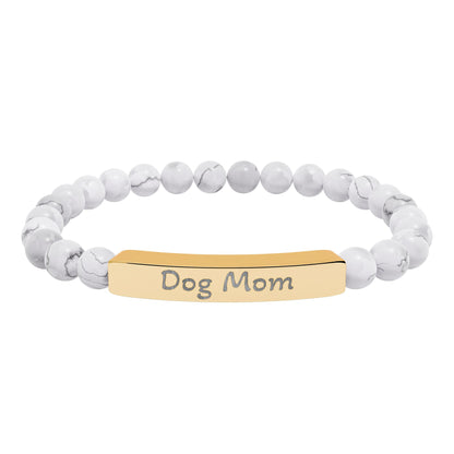 Engraved Stone Bracelet - 'Dog Mom'