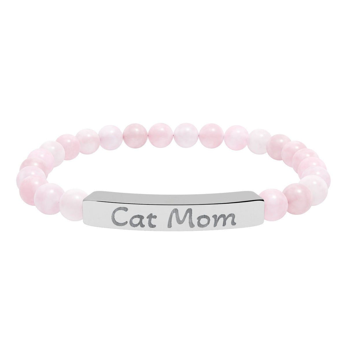 Engraved Stone Bracelet - 'Cat Mom'