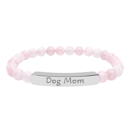 Engraved Stone Bracelet - 'Dog Mom'