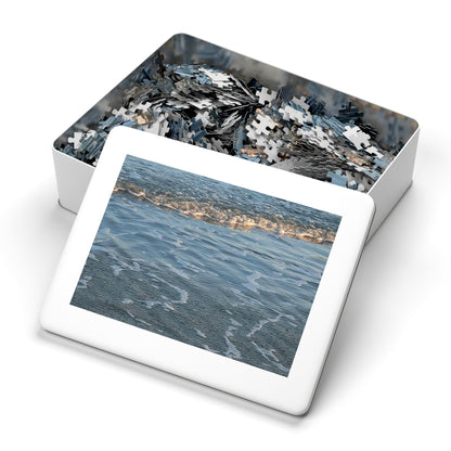 Ocean Shoreline Jigsaw Puzzle with Tin — Calming Beach Waves 252‑Piece Puzzle
