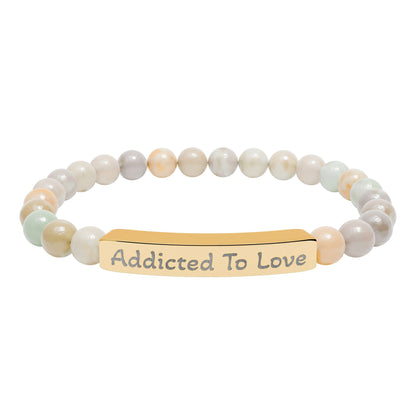 Engraved Stone Bracelet - 'Addicted To Love'