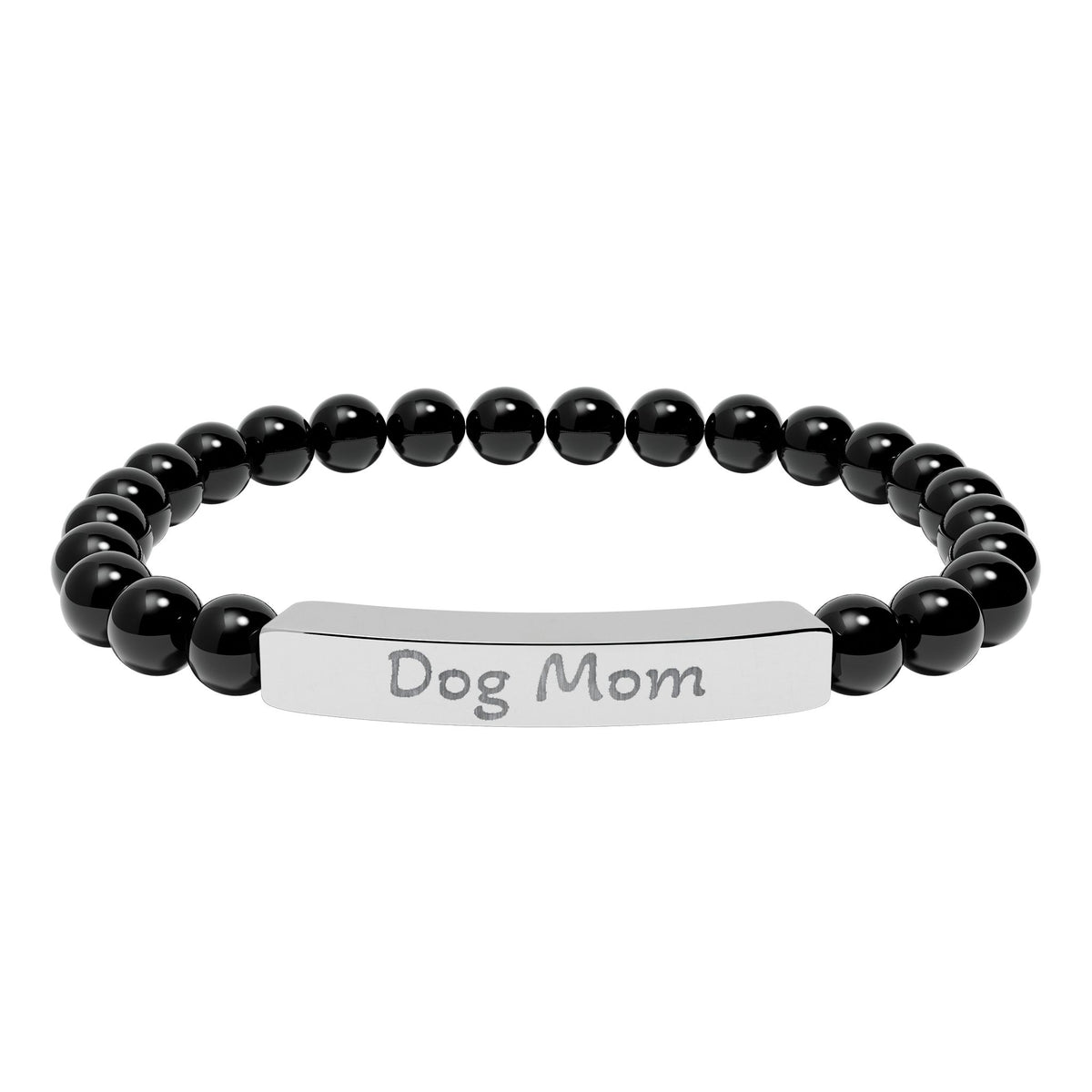 Engraved Stone Bracelet - 'Dog Mom'