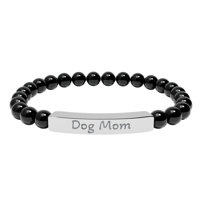 Engraved Stone Bracelet - 'Dog Mom'