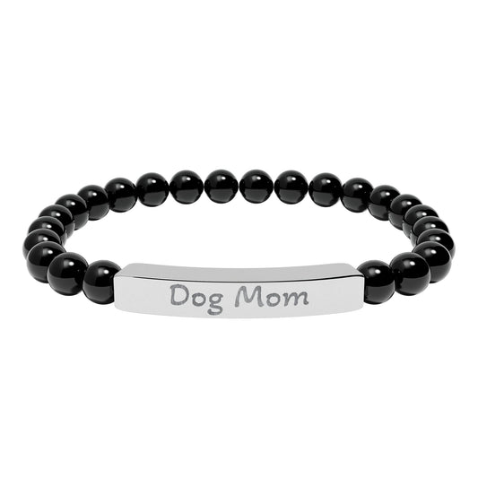 Engraved Stone Bracelet - 'Dog Mom'