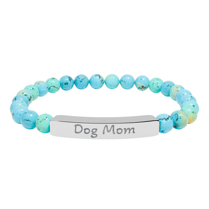Engraved Stone Bracelet - 'Dog Mom'